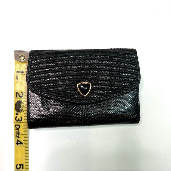 Vintage Judith Leiber Tri-fold Black Leather Wallet Credit Card Holder - Picture 12 of 14